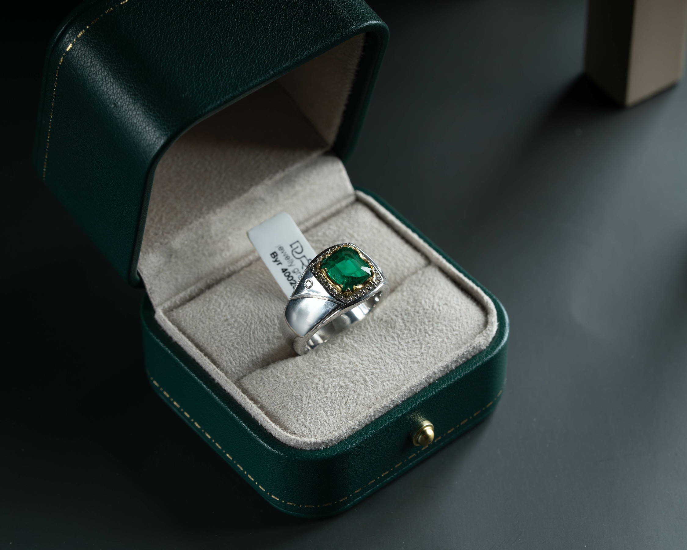 خاتم فضة بحجر البايرون مرصع الماس - خواتم رجالية, بايرون , تشكيلة الرجال