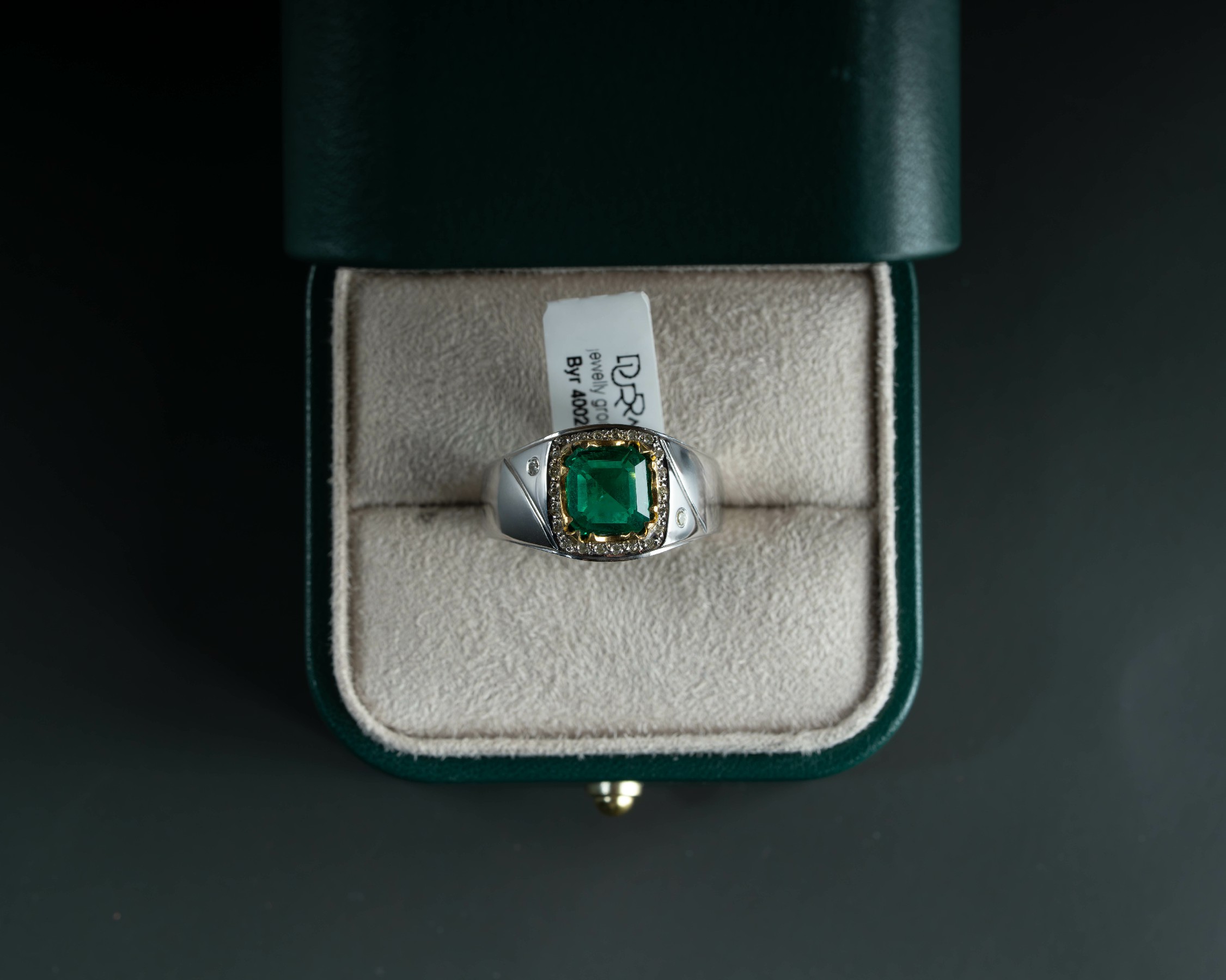 خاتم فضة بحجر البايرون مرصع الماس - خواتم رجالية, بايرون , تشكيلة الرجال