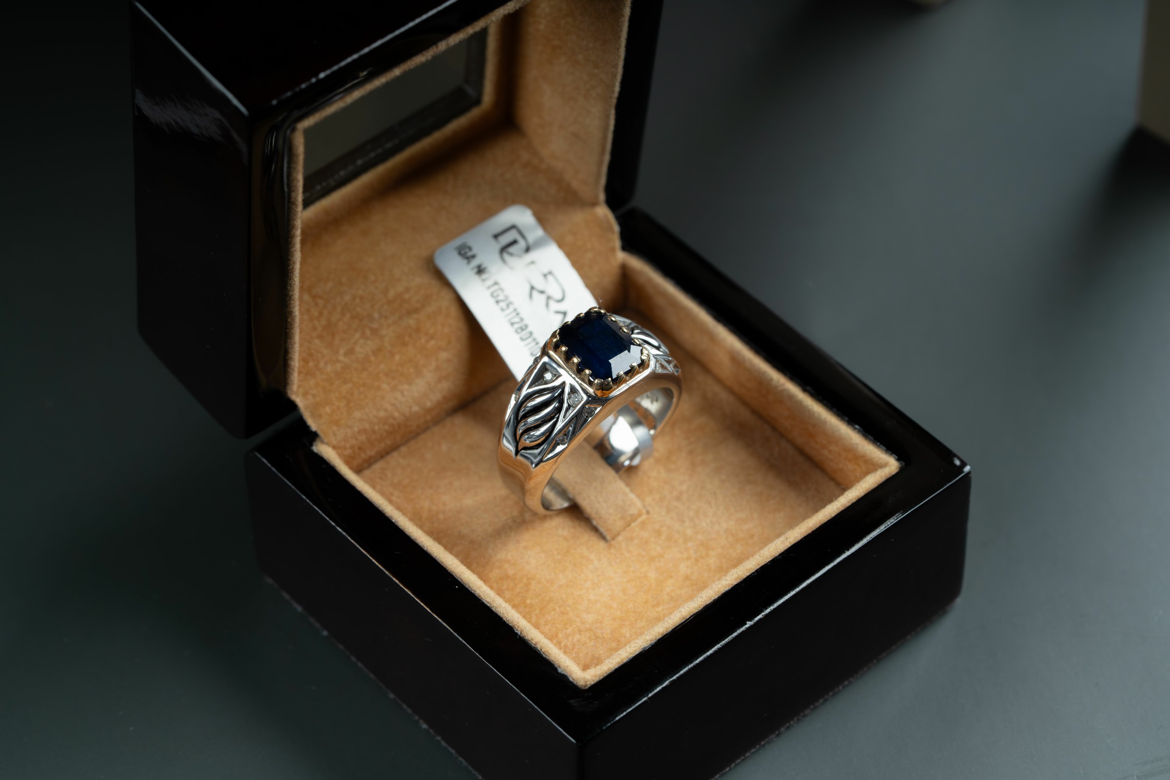 خاتم فضة رجالي صياغة يدوية بحجر الزفير الافريقي مع ترصيع الماس - خواتم رجالية, تشكيلة الرجال, زفير 