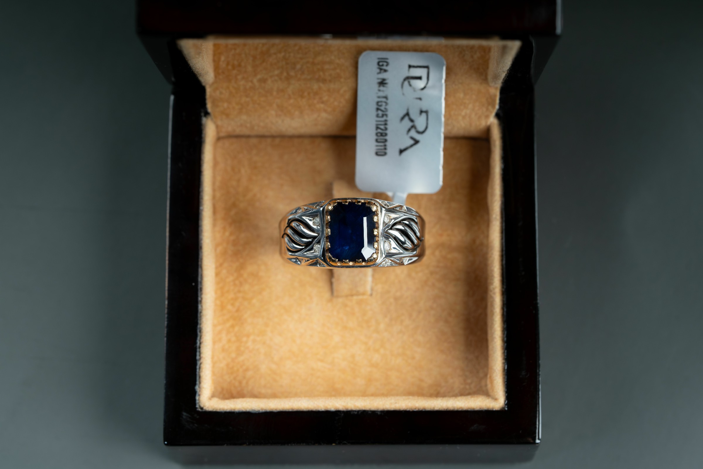 خاتم فضة رجالي صياغة يدوية بحجر الزفير الافريقي مع ترصيع الماس - خواتم رجالية, تشكيلة الرجال, زفير 