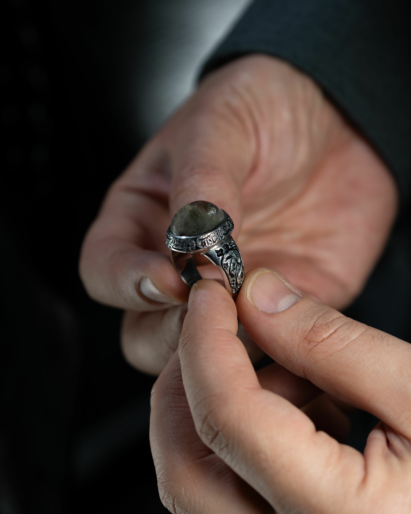 خامة نادرة لحجر الدر النجفي النفطي - خواتم رجالية, دُر نجفي, تشكيلة الرجال