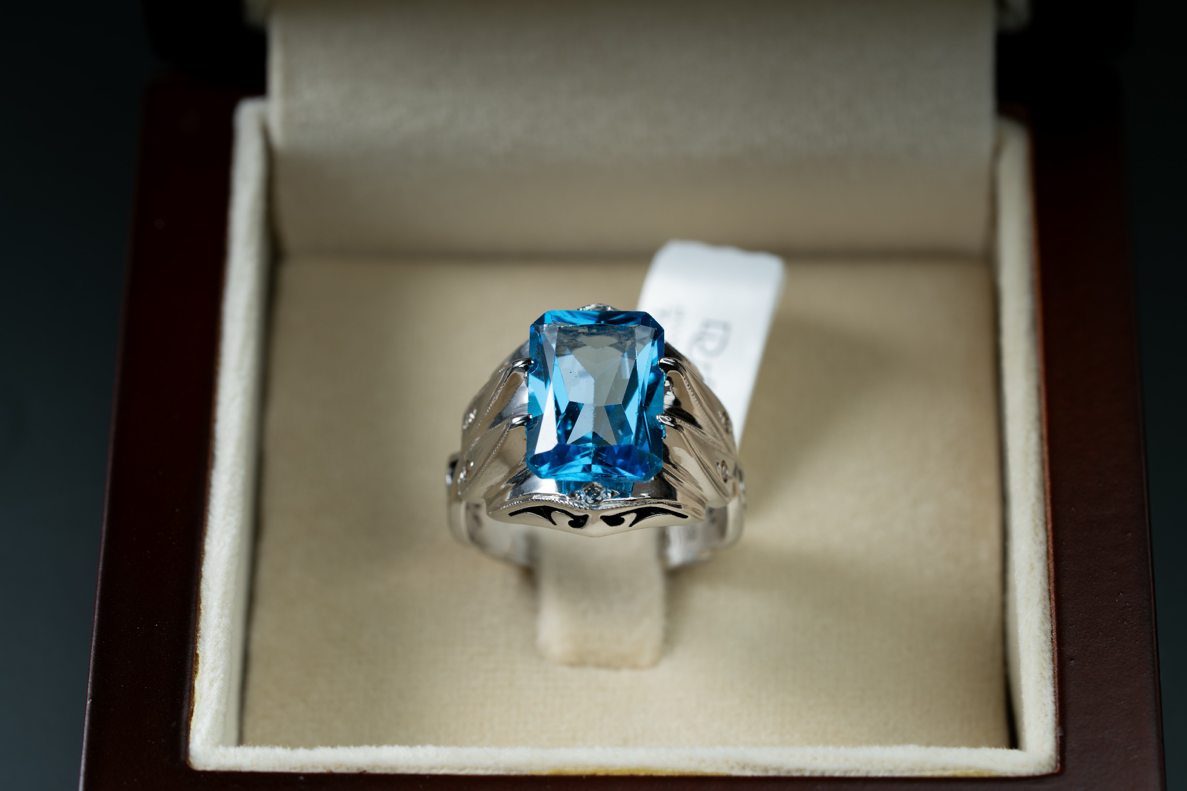 خاتم فضة صياغة يدوية بحجر التوباز السويسري - تشكيلة الرجال, خواتم رجالية, توباز