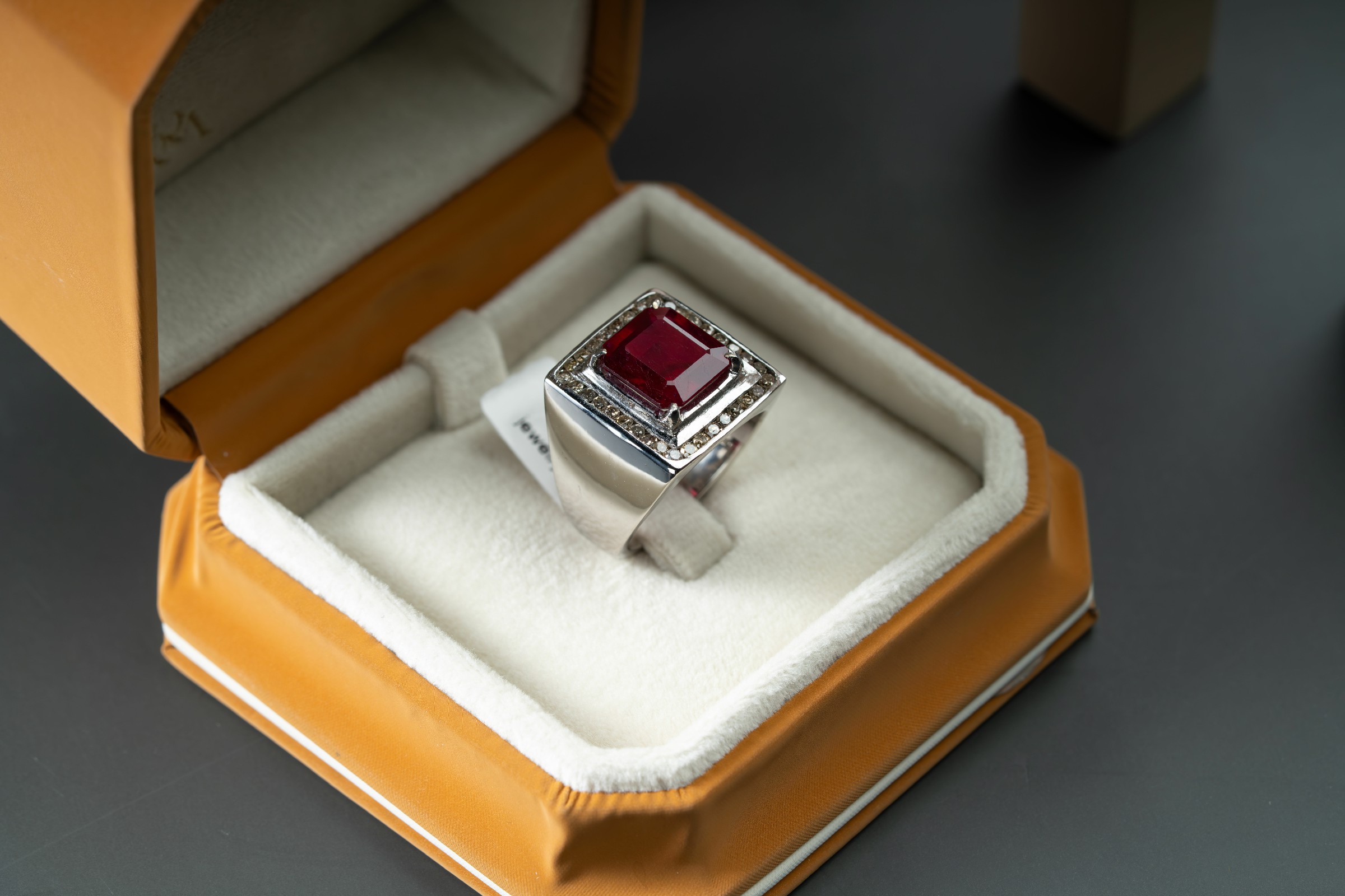خاتم فضة مرصع بالياقوت الأحمر والألماس - تشكيلة الرجال, خواتم رجالية, ياقوت