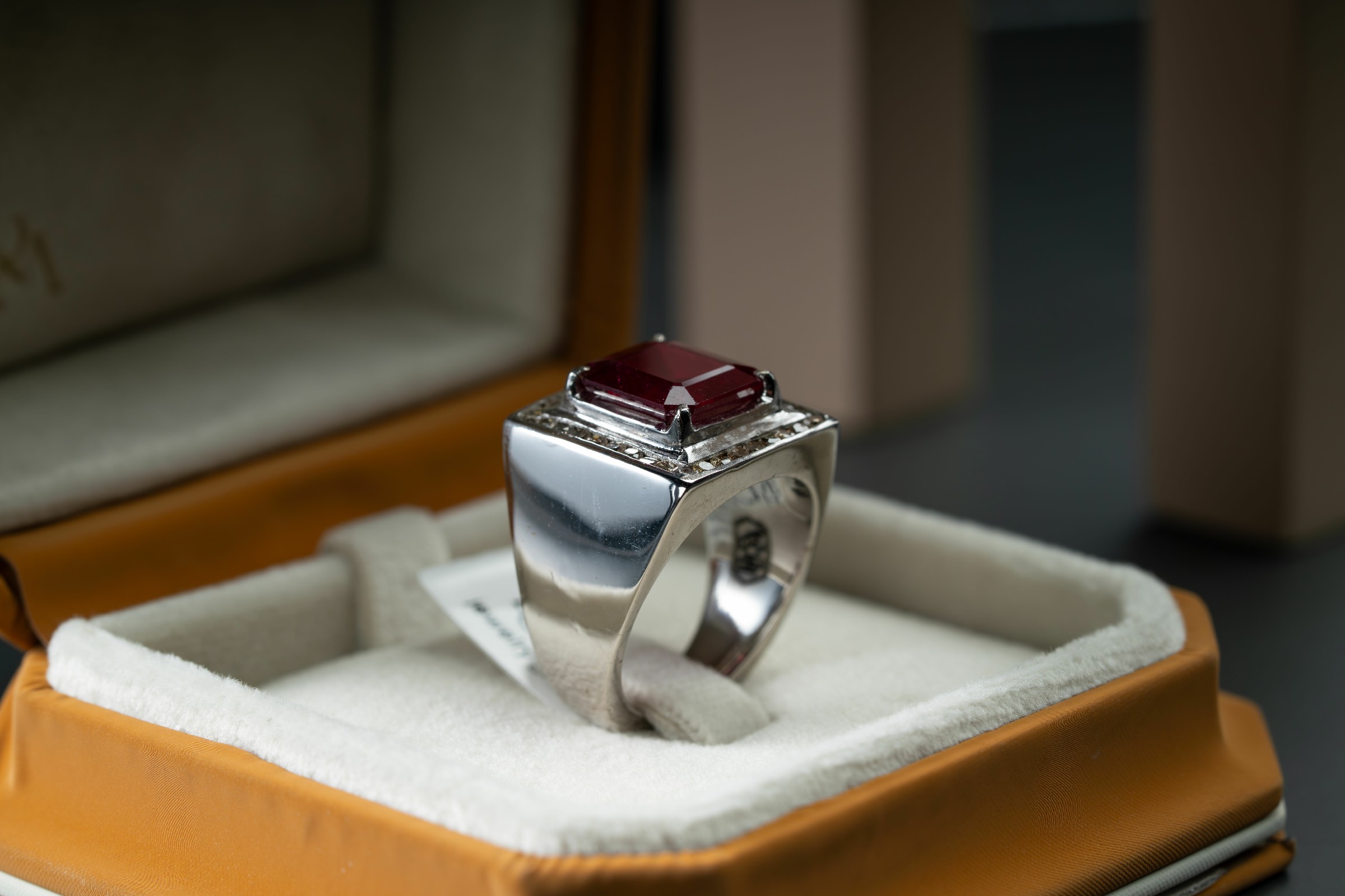 خاتم فضة مرصع بالياقوت الأحمر والألماس - تشكيلة الرجال, خواتم رجالية, ياقوت
