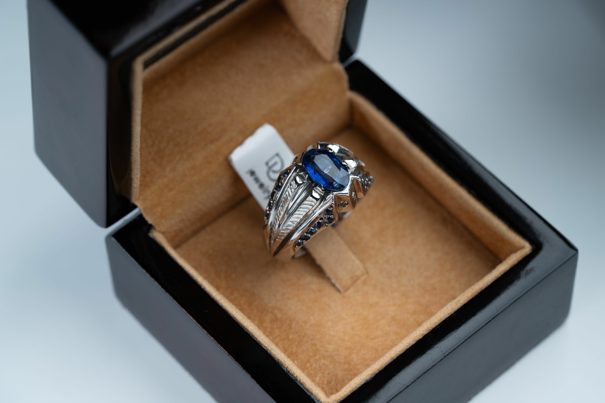 خاتم فضة صياغة يدوية بحجر الكينايت مع ترصيع الماس وزفير افريقي - تشكيلة الرجال, خواتم رجالية, زفير 