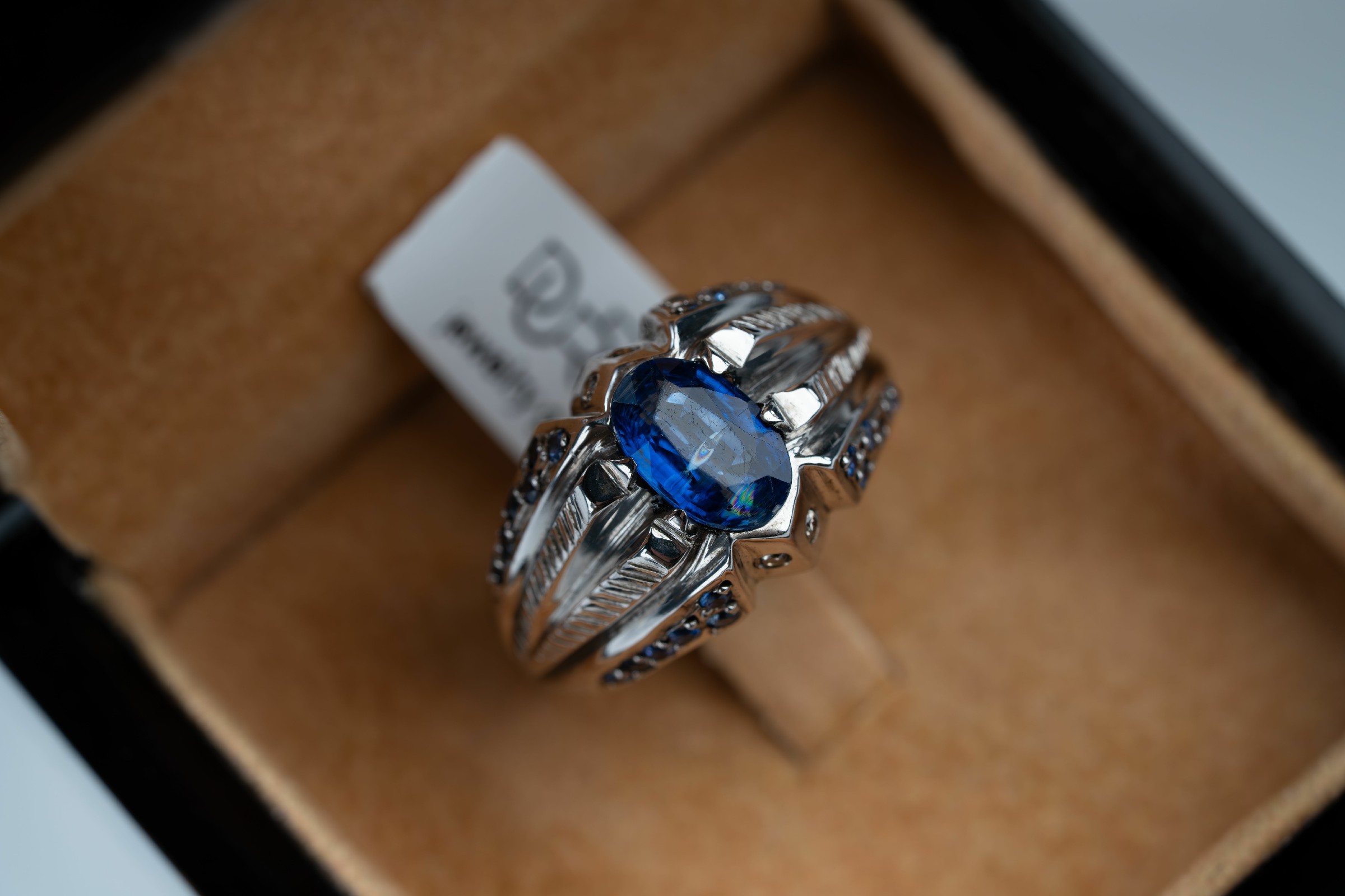 خاتم فضة صياغة يدوية بحجر الكينايت مع ترصيع الماس وزفير افريقي - تشكيلة الرجال, خواتم رجالية, زفير 