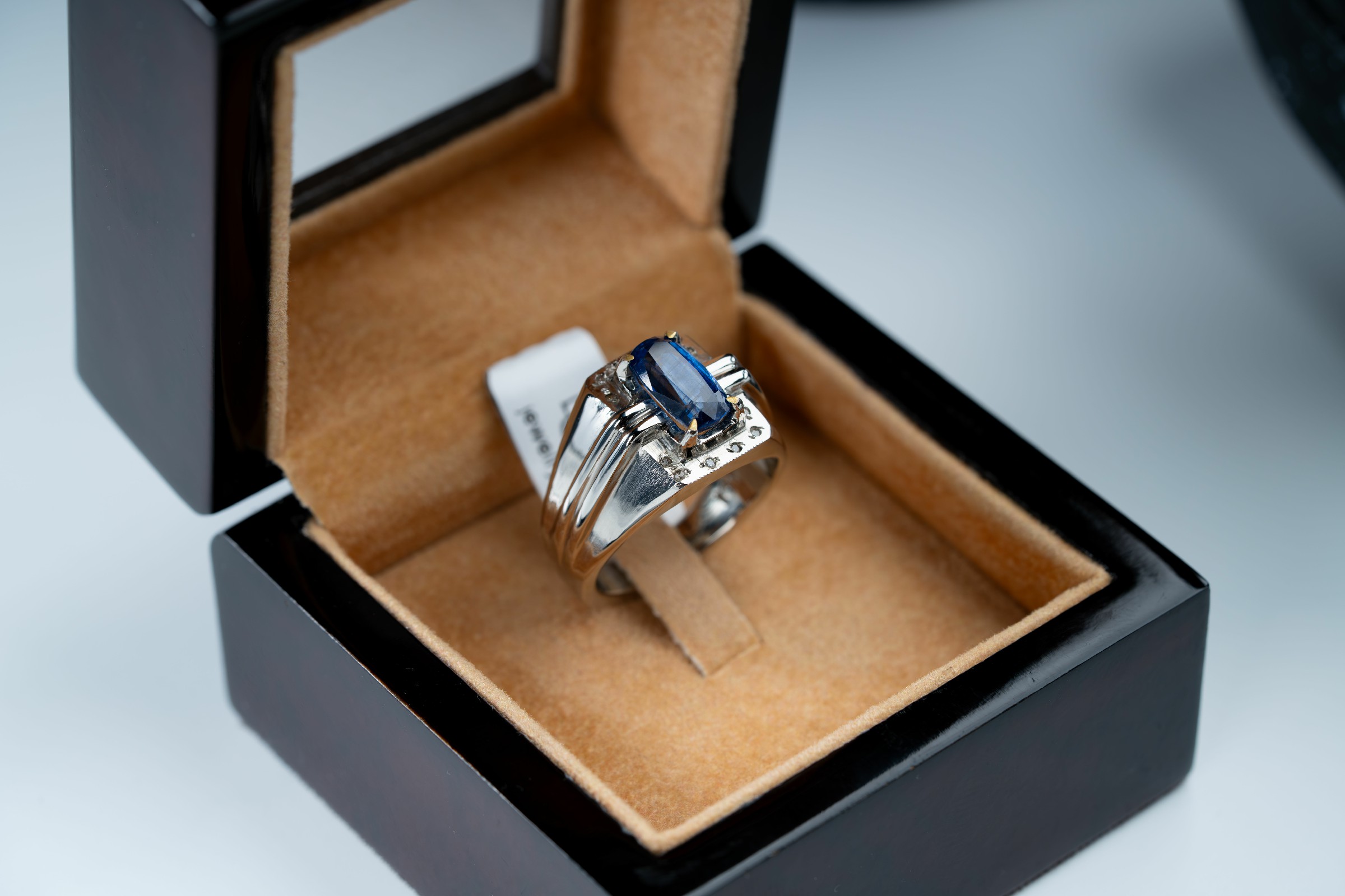 خاتم فضة بحجر الكينايت مع ترصيع الماس - تشكيلة الرجال, خواتم رجالية, زفير 