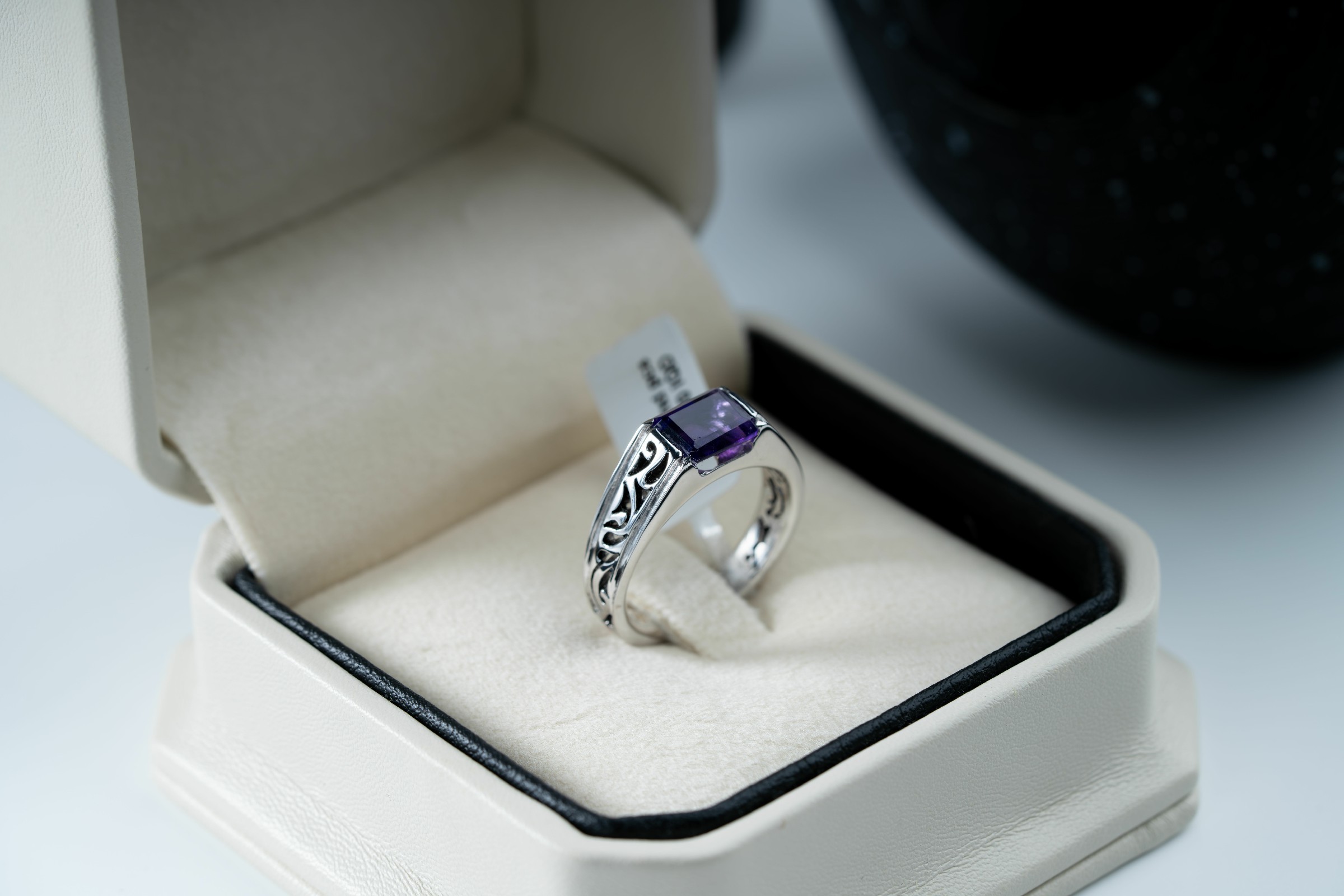خاتم فضة صياغة يدوية مرصع بحجر جمشت بنفسجي - تشكيلة الرجال, خواتم رجالية, جمشت