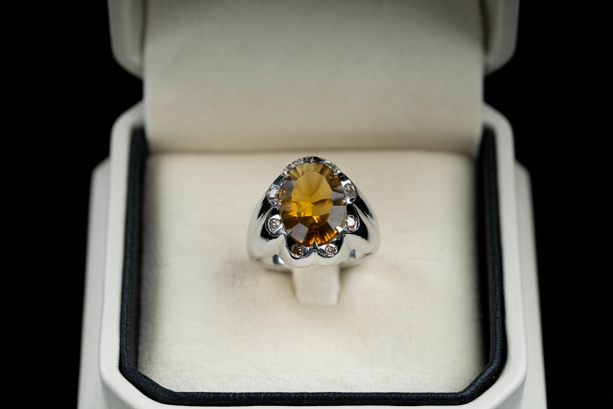 خاتم فضة مرصع بحجر سترين أصفر وترصيع الالماس - تشكيلة الرجال, خواتم رجالية, سترين