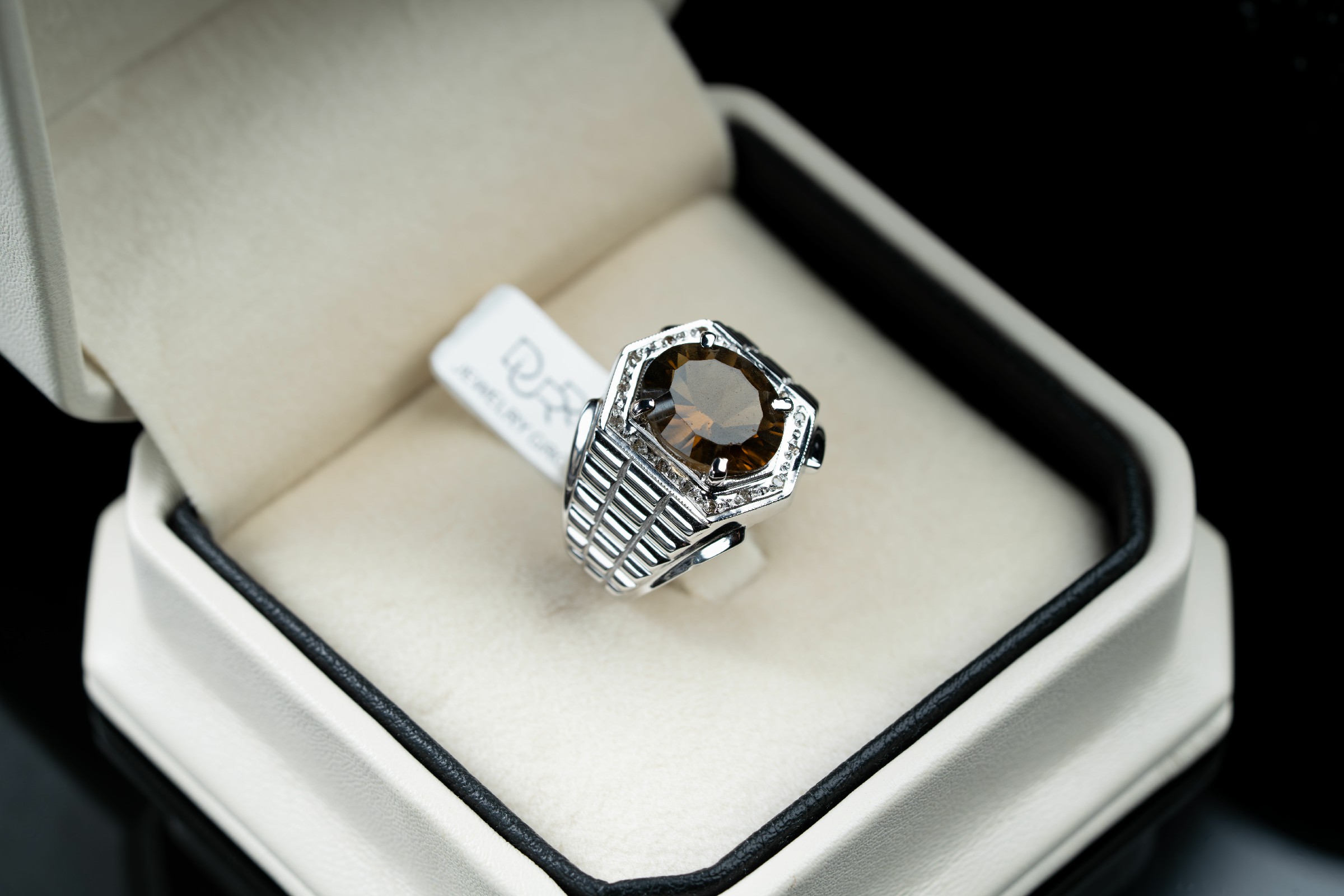 خاتم فضة صياغة يدوية بحجر السترين مع ترصيع الماس - تشكيلة الرجال, خواتم رجالية, سترين