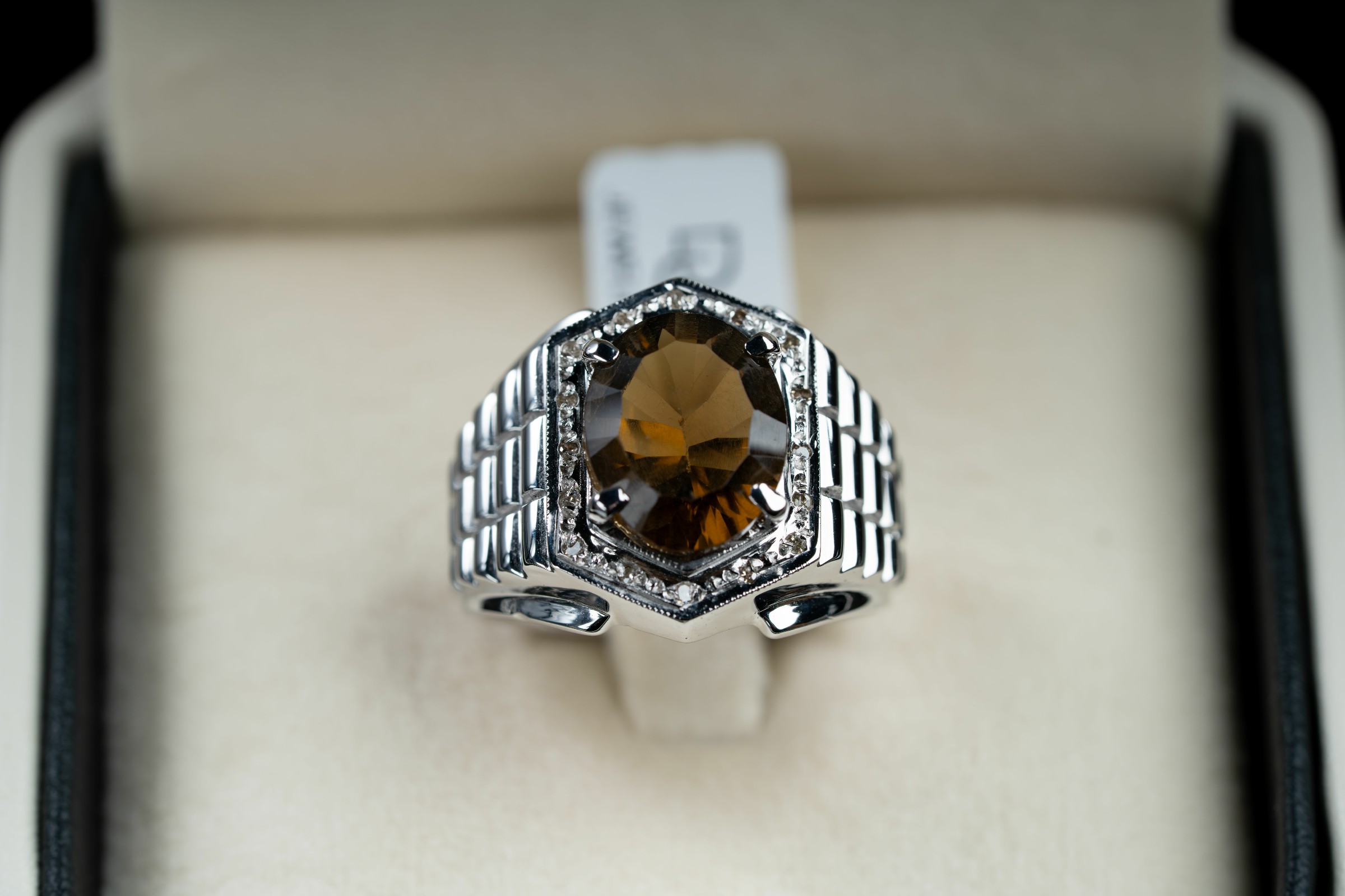 خاتم فضة صياغة يدوية بحجر السترين مع ترصيع الماس - تشكيلة الرجال, خواتم رجالية, سترين