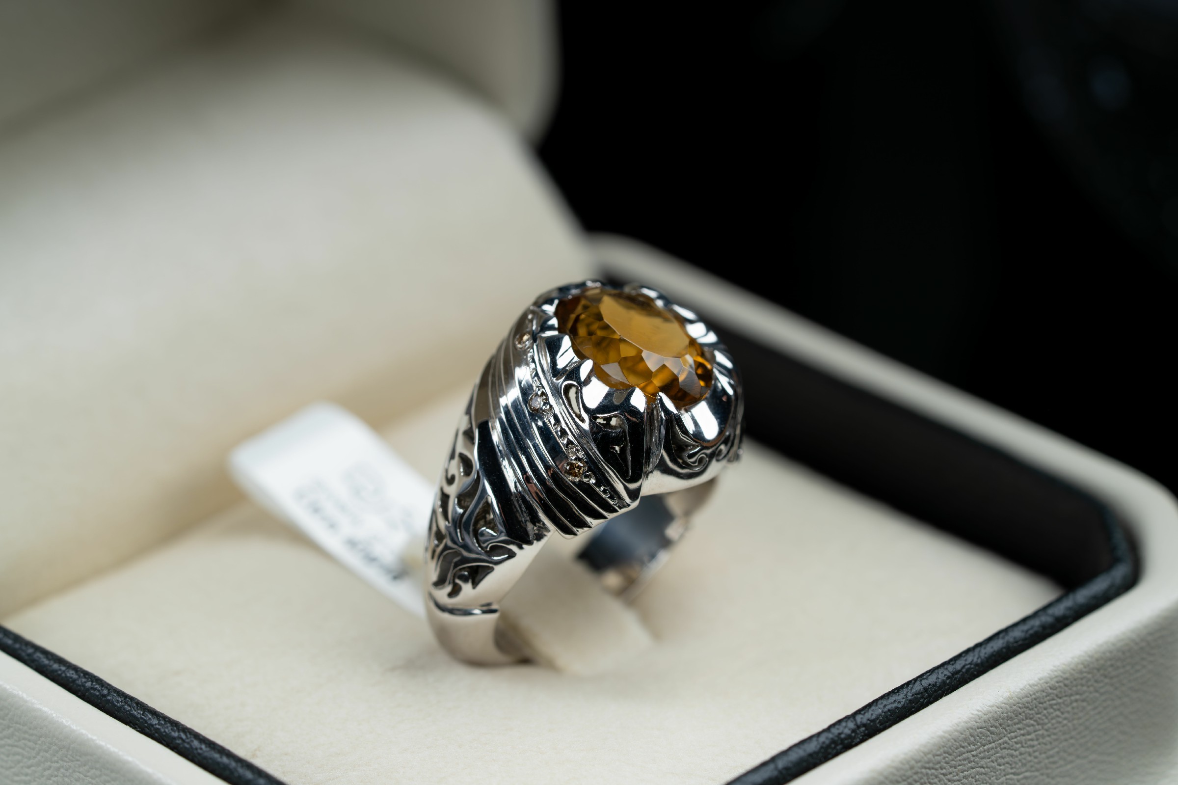 خاتم فضة رجالي بحجر سترين مع ترصيع الماس - تشكيلة الرجال, خواتم رجالية, سترين