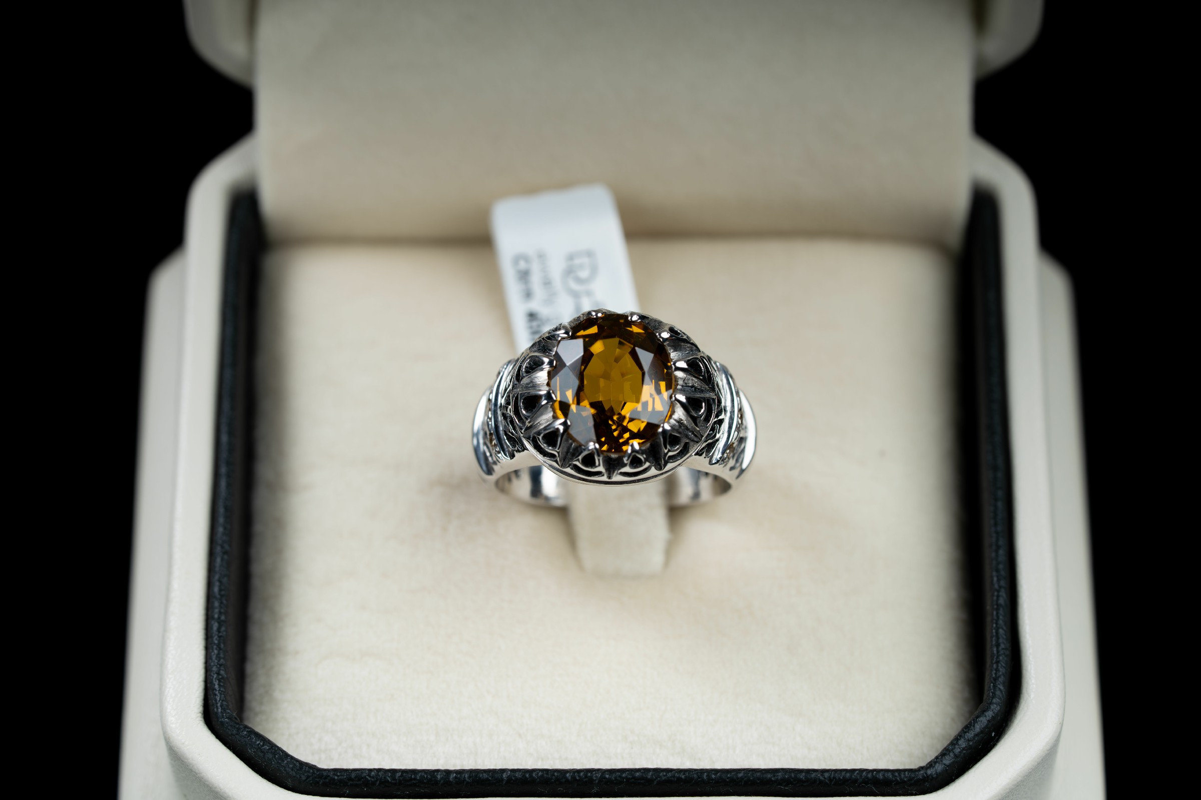 خاتم فضة مصاغ يدوي مع حجر السترين مع ترصيع الماس - تشكيلة الرجال, خواتم رجالية, سترين