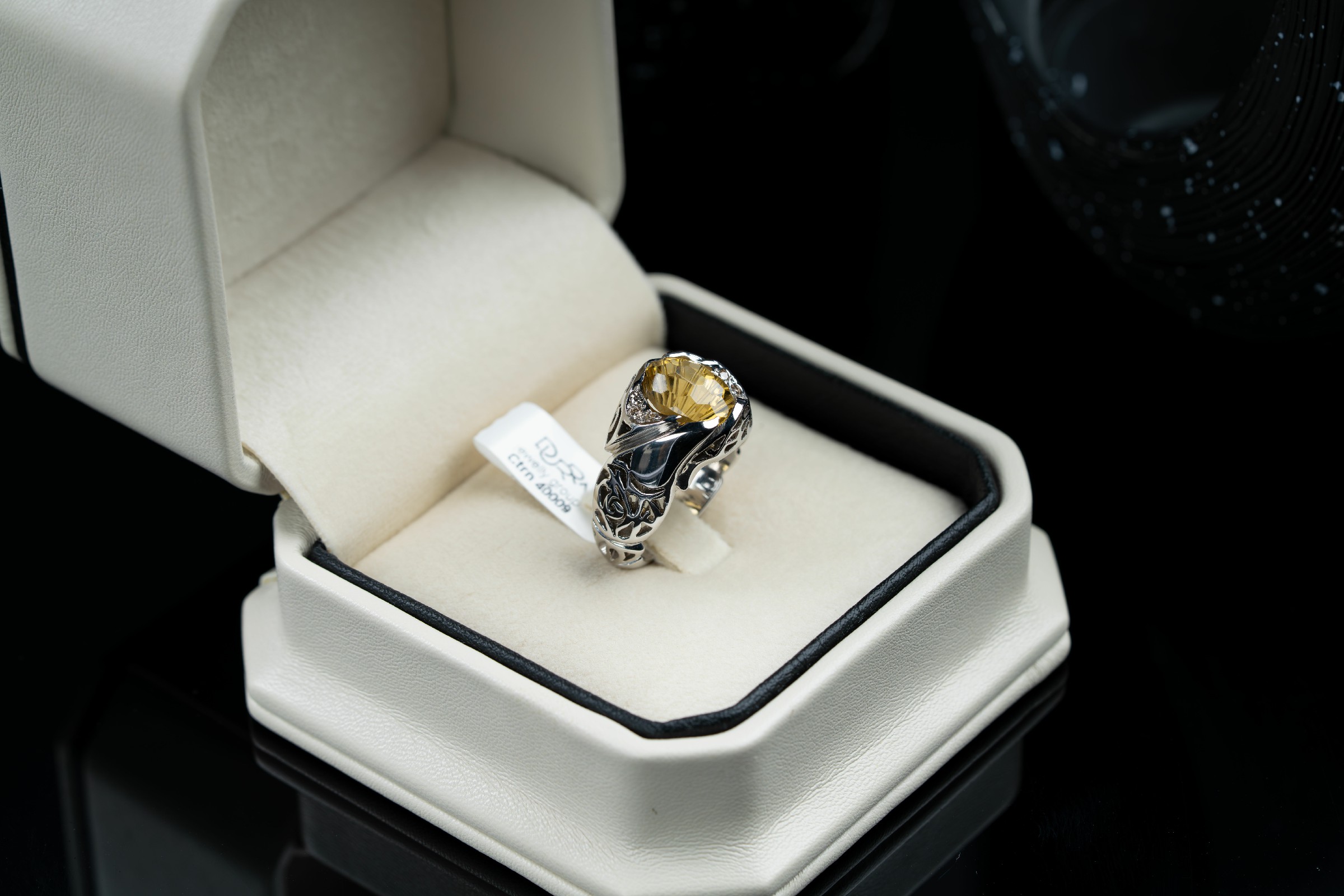 خاتم فضة مصاغ يدوي بحجر السترين مرصع بالالماس - تشكيلة الرجال, خواتم رجالية, سترين