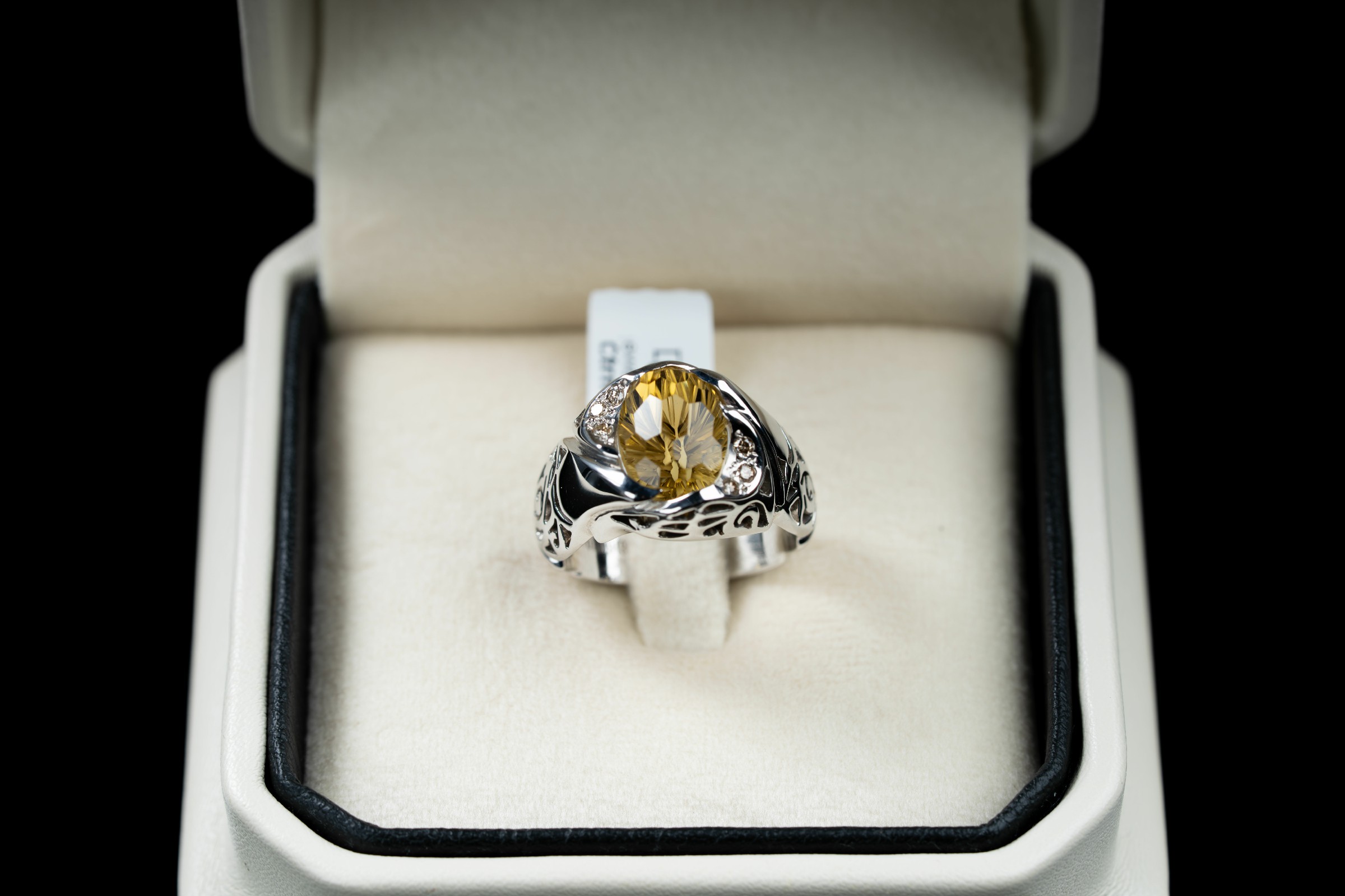 خاتم فضة مصاغ يدوي بحجر السترين مرصع بالالماس - تشكيلة الرجال, خواتم رجالية, سترين