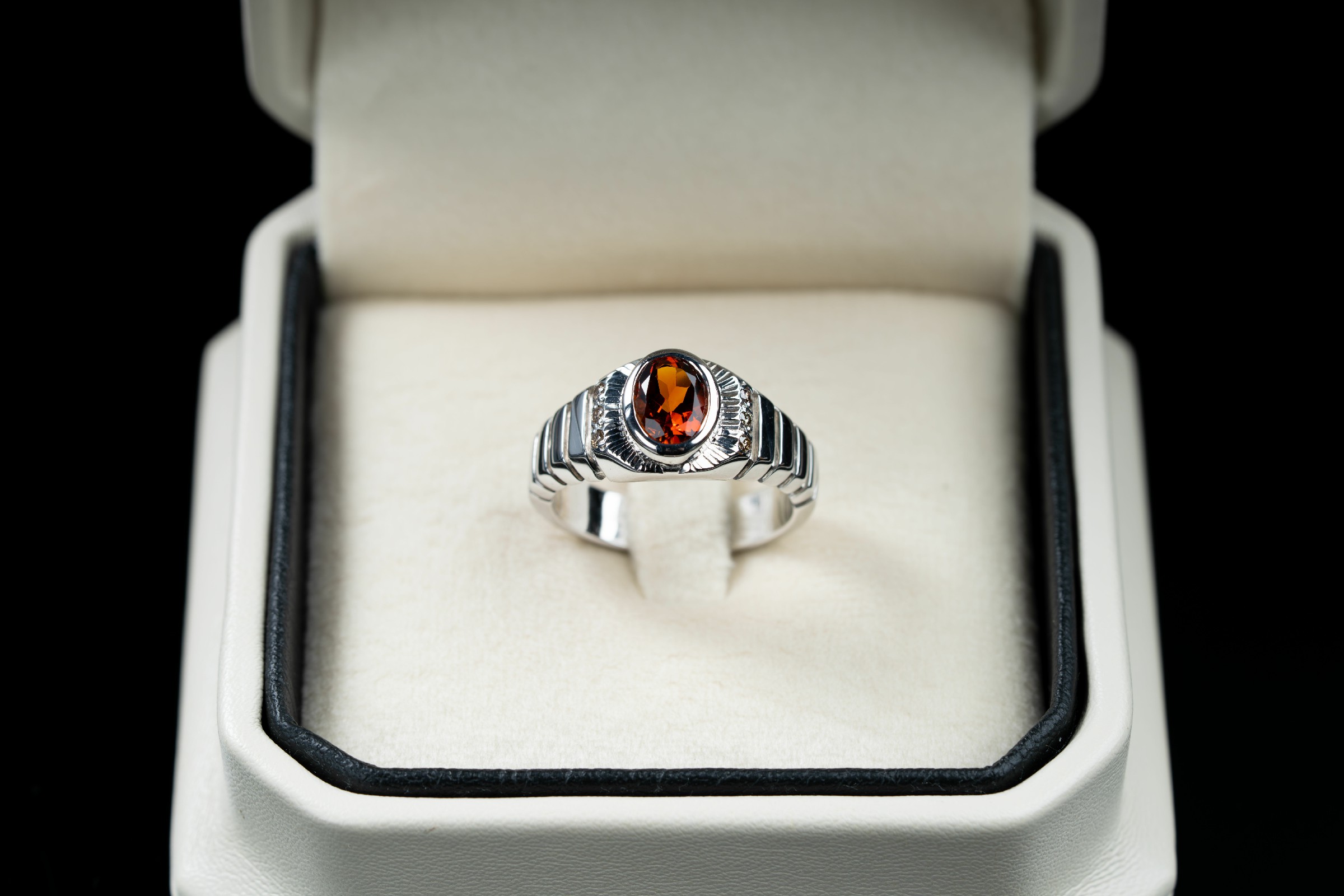 من نوار الوان حجر السترين بخاتم فضة مصاغ يدوي بالكامل مع ترصيع الماس - تشكيلة الرجال, خواتم رجالية, سترين