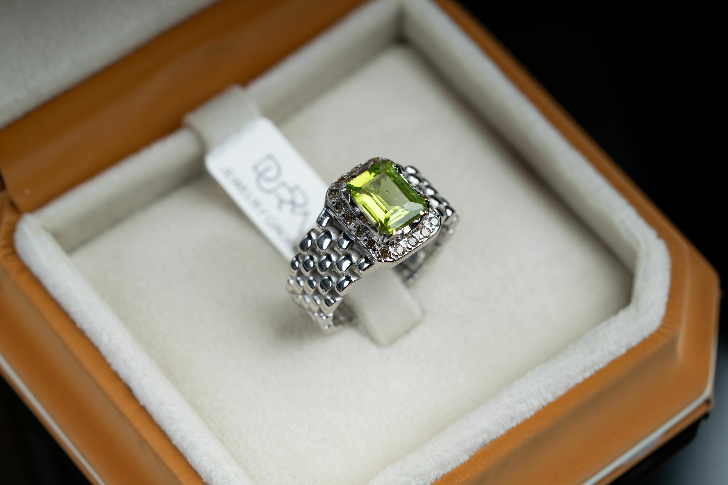 خاتم فضة بصياغة رولكس بحجر الزبرجد الأخضر مع ترصيع الماس - زبرجد, خواتم رجالية, تشكيلة الرجال