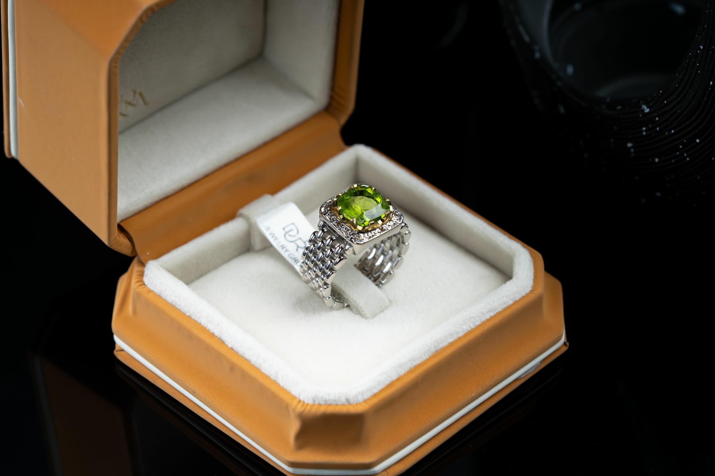 خاتم مميز رولكس صياغة يدوية بحجر الزبرجد مع ترصيع الماس - تشكيلة الرجال, خواتم رجالية, زبرجد