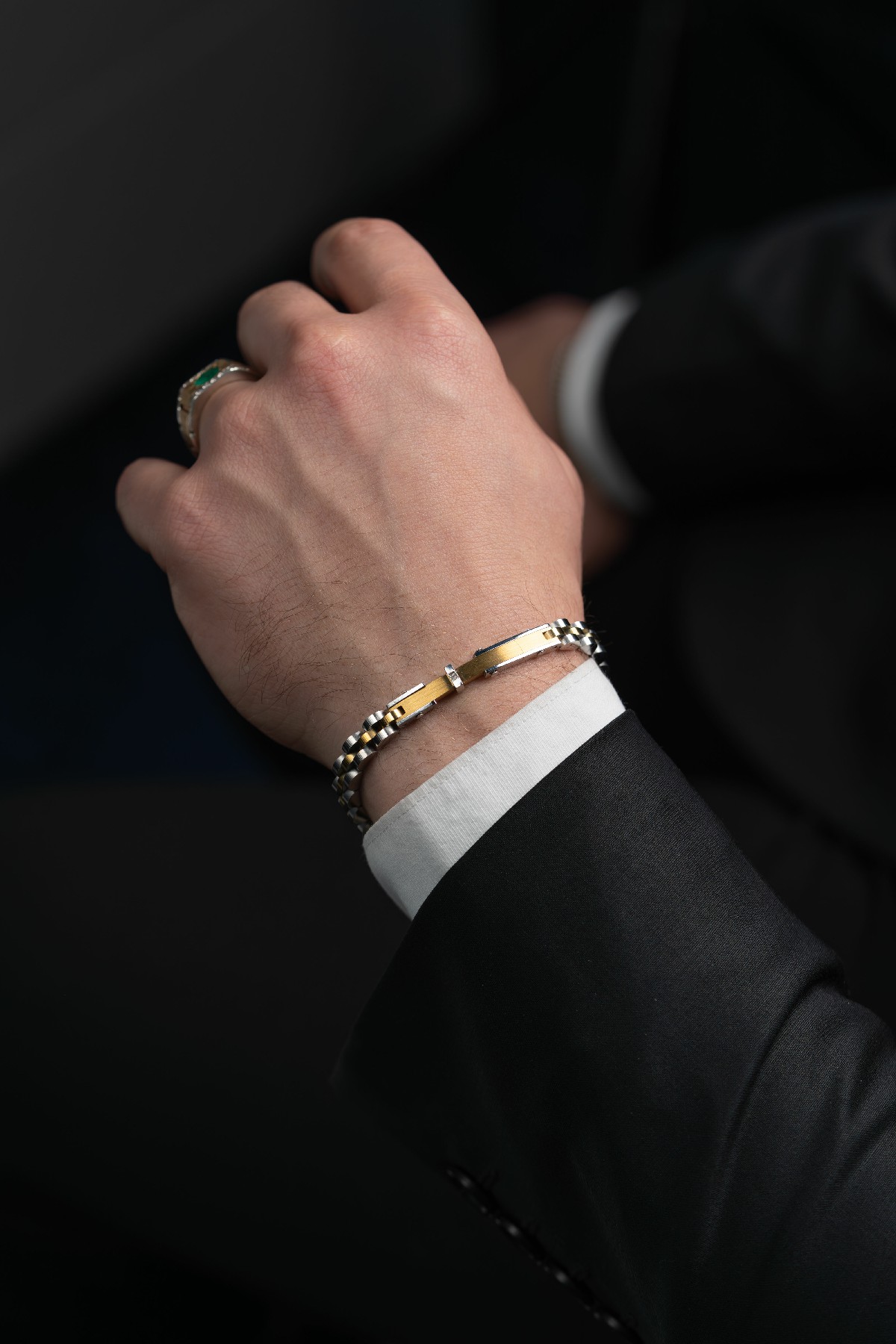 خاتم رجالي فضة مرصع بحجر أخضر - تشكيلة الرجال, خواتم رجالية